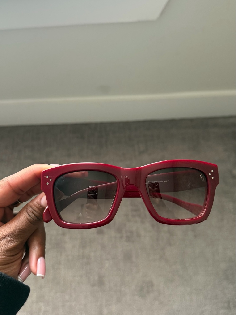 Celine Burgundy Square Acetate Sunglasses Bordeaux Made in Italy w/ Pouch